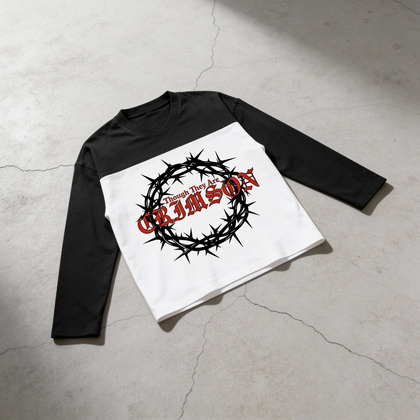 Washed Clean - Sun Faded Color Block Long Sleeve Tee