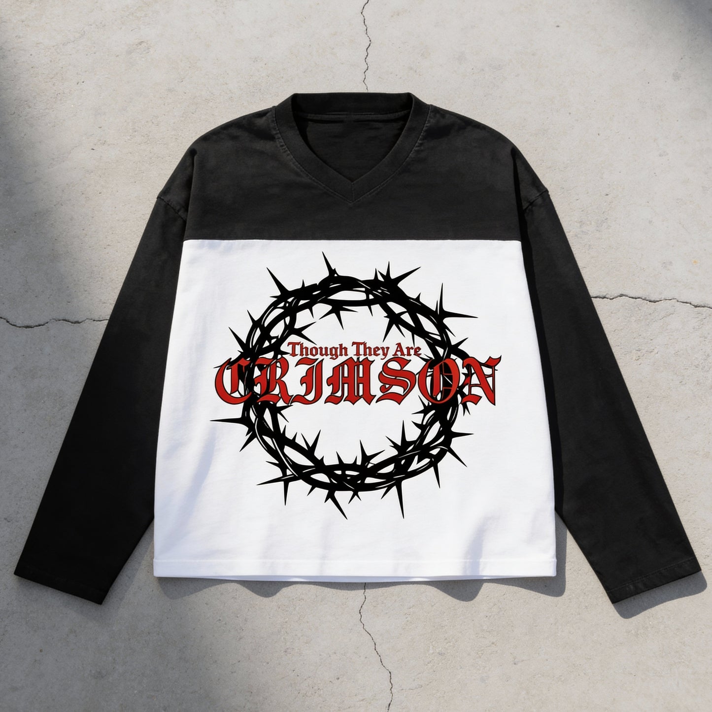 Washed Clean - Sun Faded Color Block Long Sleeve Tee