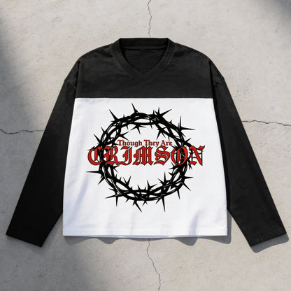 Washed Clean - Sun Faded Color Block Long Sleeve Tee