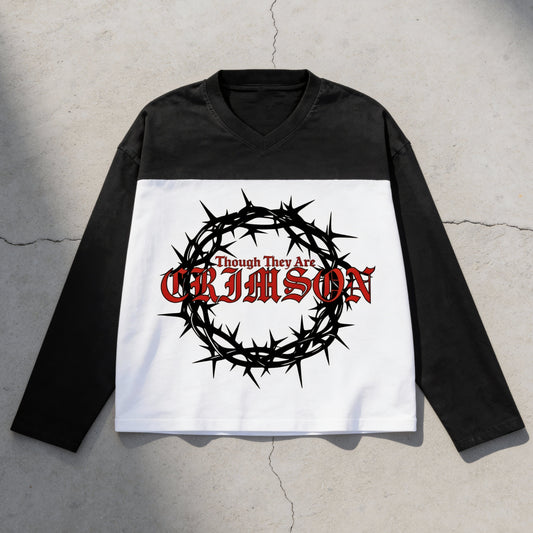 Washed Clean - Sun Faded Color Block Long Sleeve Tee